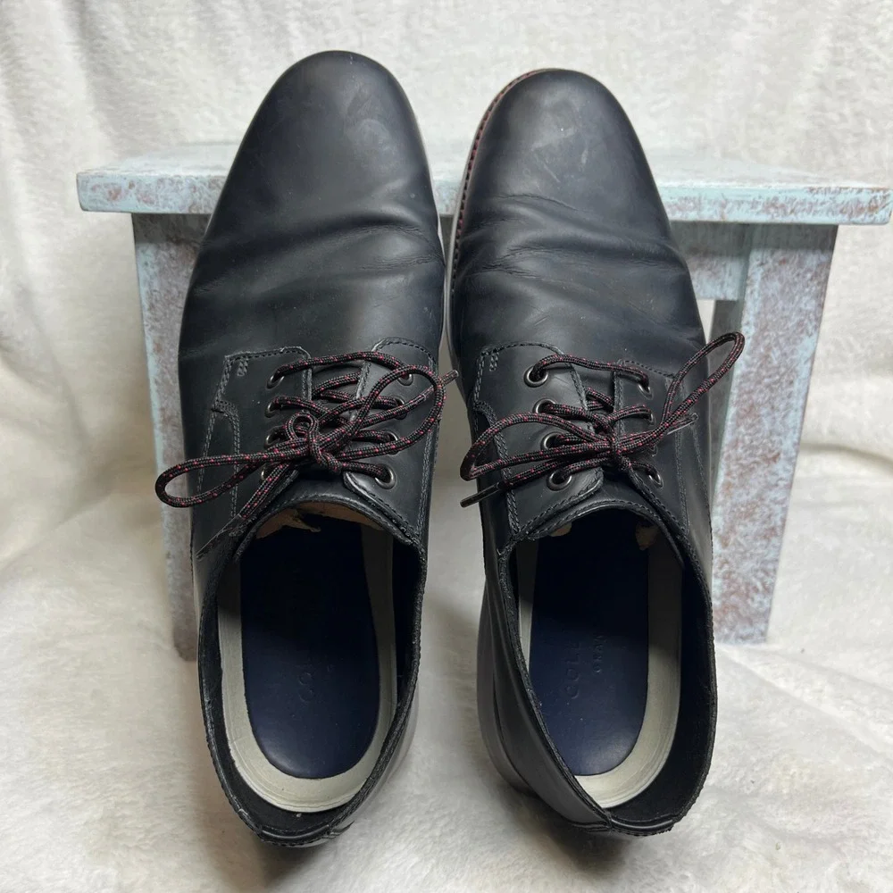 Cole Haan Mens Black Leather Grand Os‎ Oxford Lace Up Dress Shoes 10 M